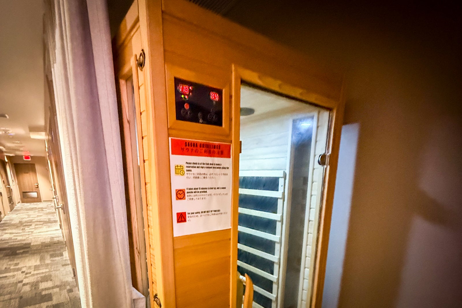 One-person sauna at First Cabin International Hawaii.