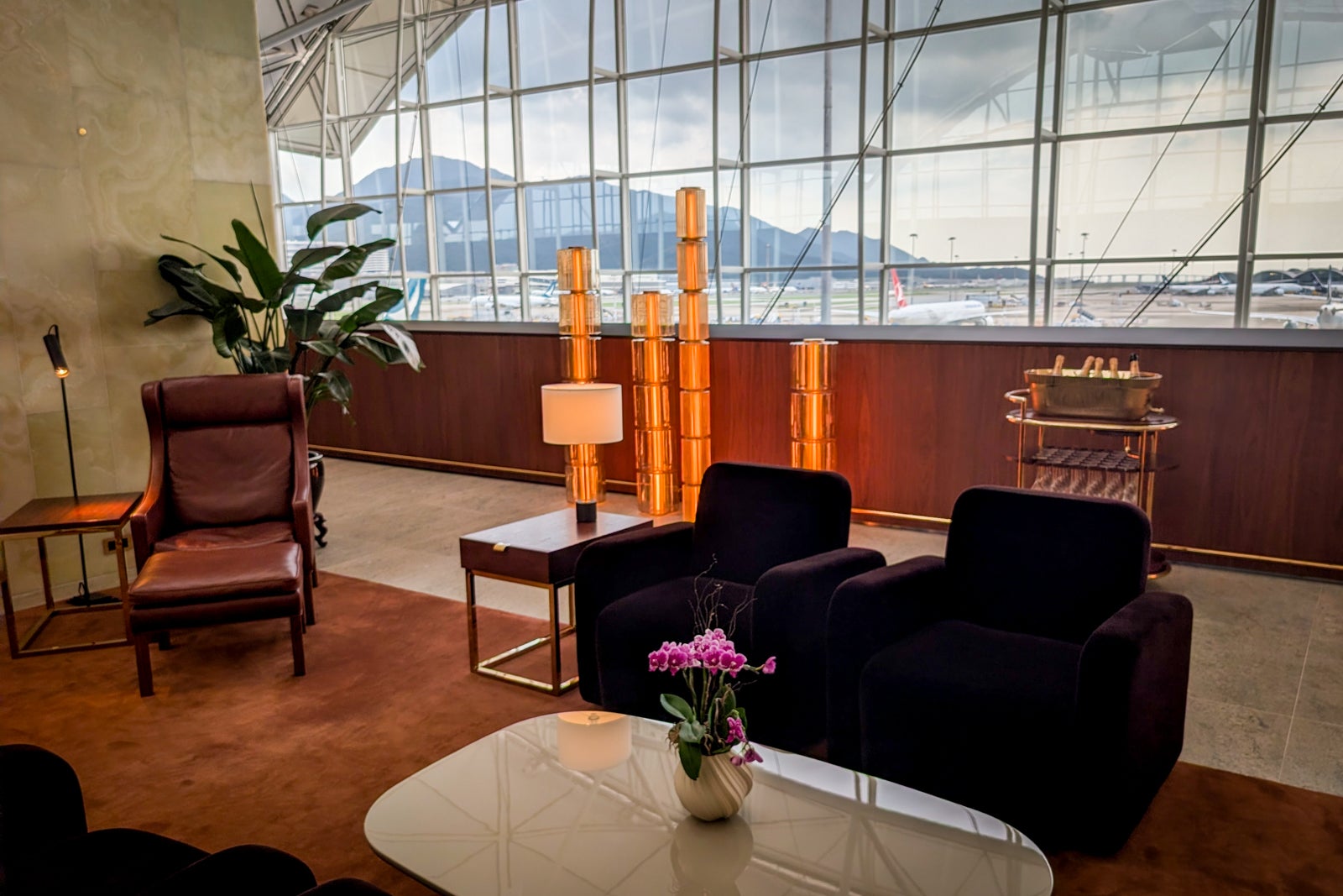 Champagne cart at The Wing, First, lounge in Hong Kong