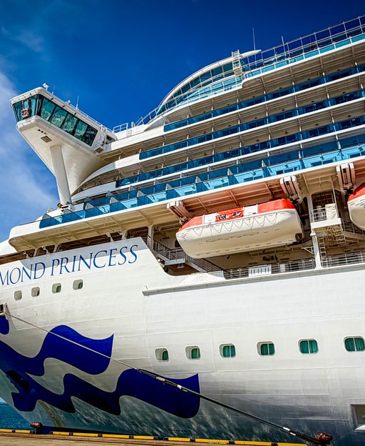 The Diamond Princess docked in Toyama, Japan.