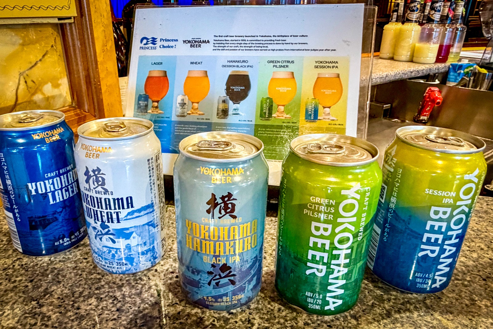 Among Japanese touches on Diamond Princess, the ship's bars serve craft beer made in Yokohama, Japan.