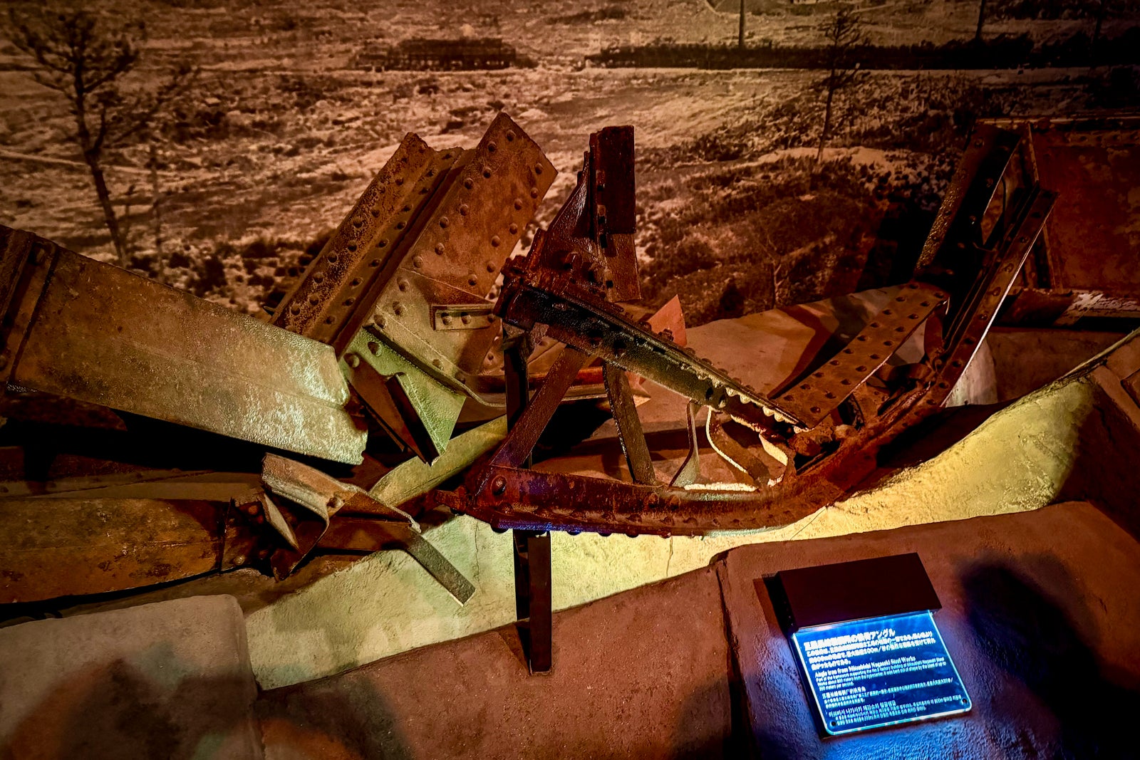 Remnants of buildings destroyed by the atomic bomb on display at the museum.