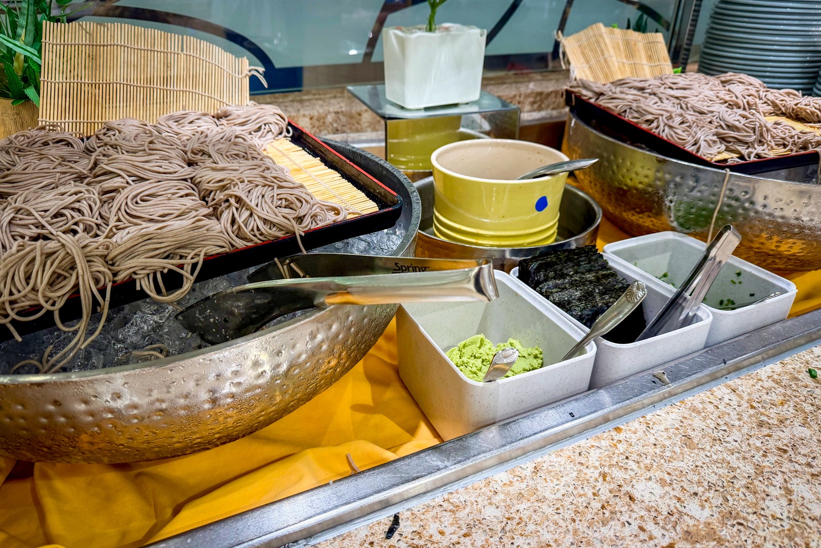 A Japanese soba noodle station at Diamond Princess' Horizon Court buffet.