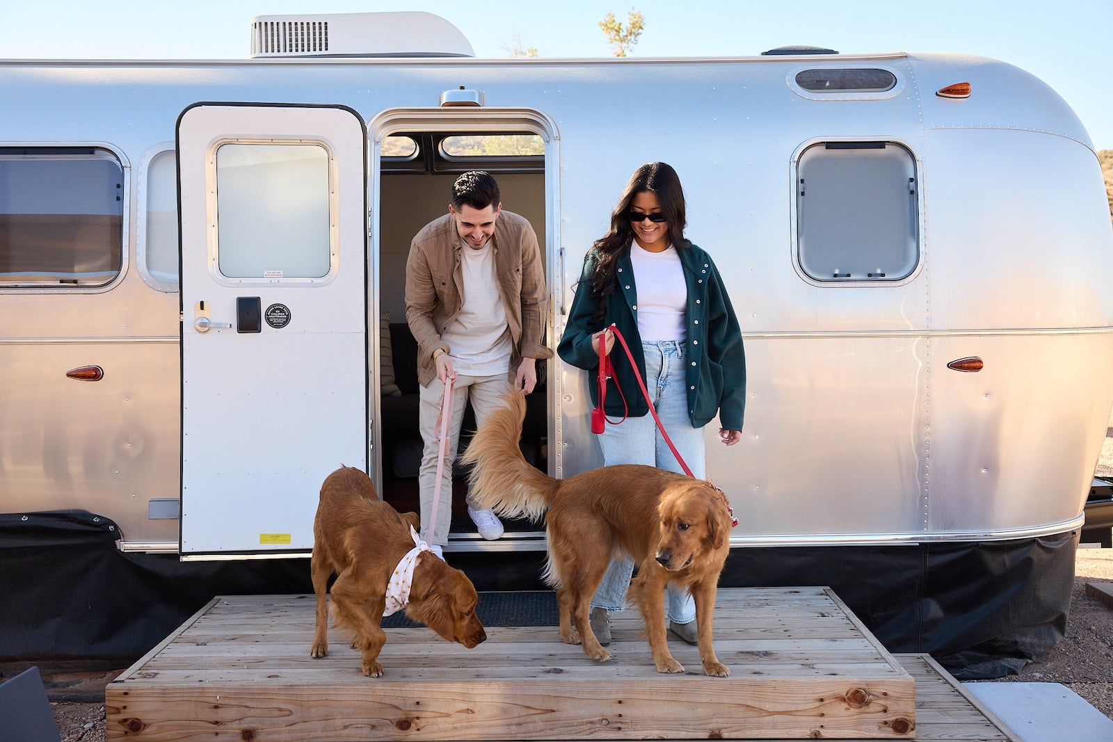 couple with dogs