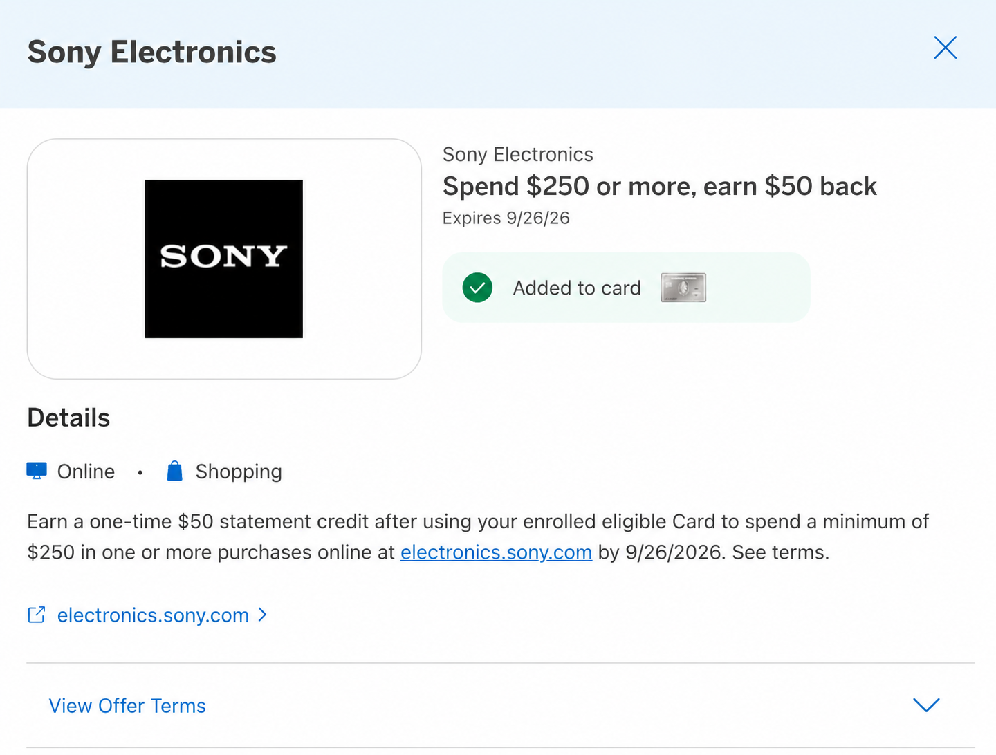 Amex offer example