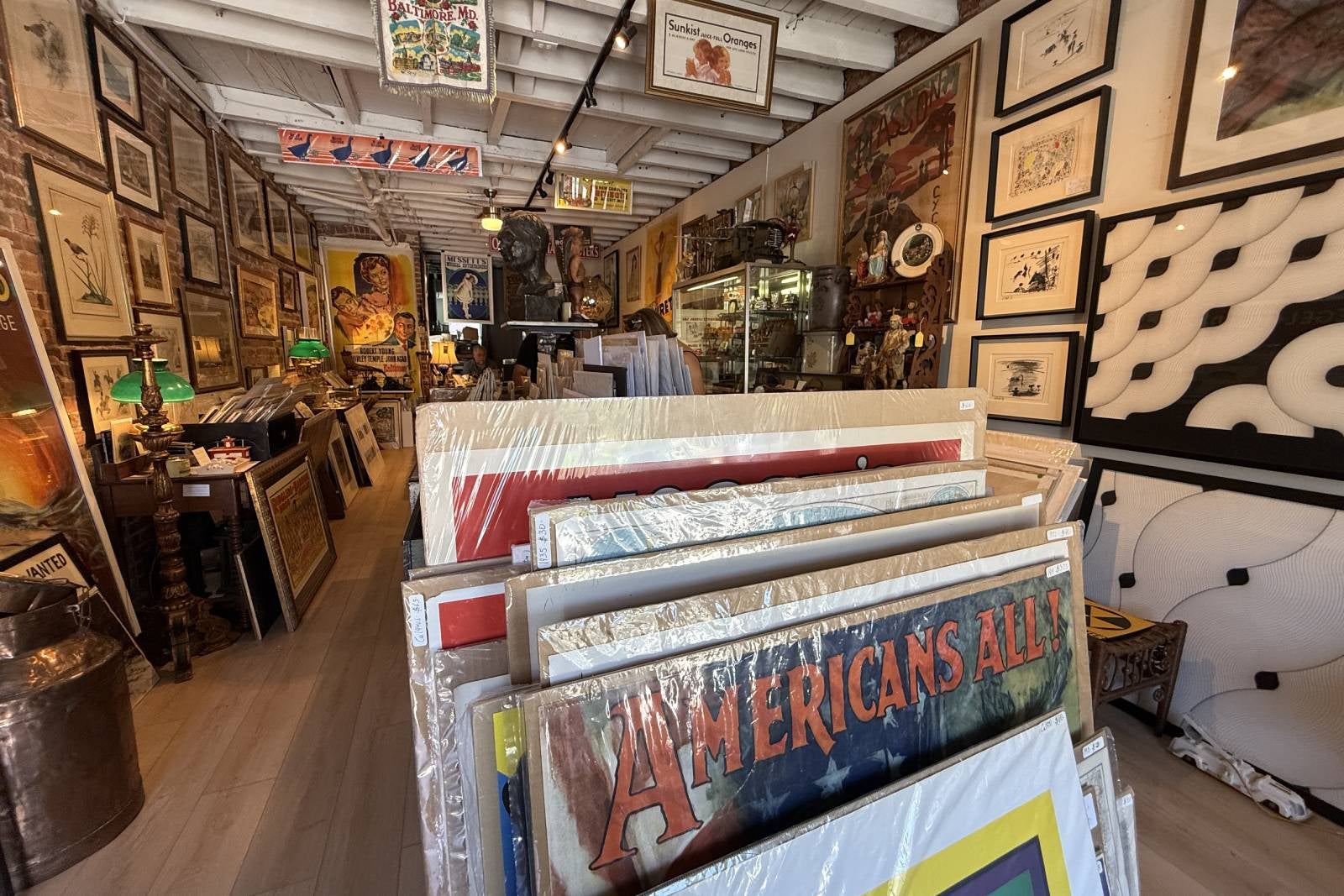 interior of vintage print shop