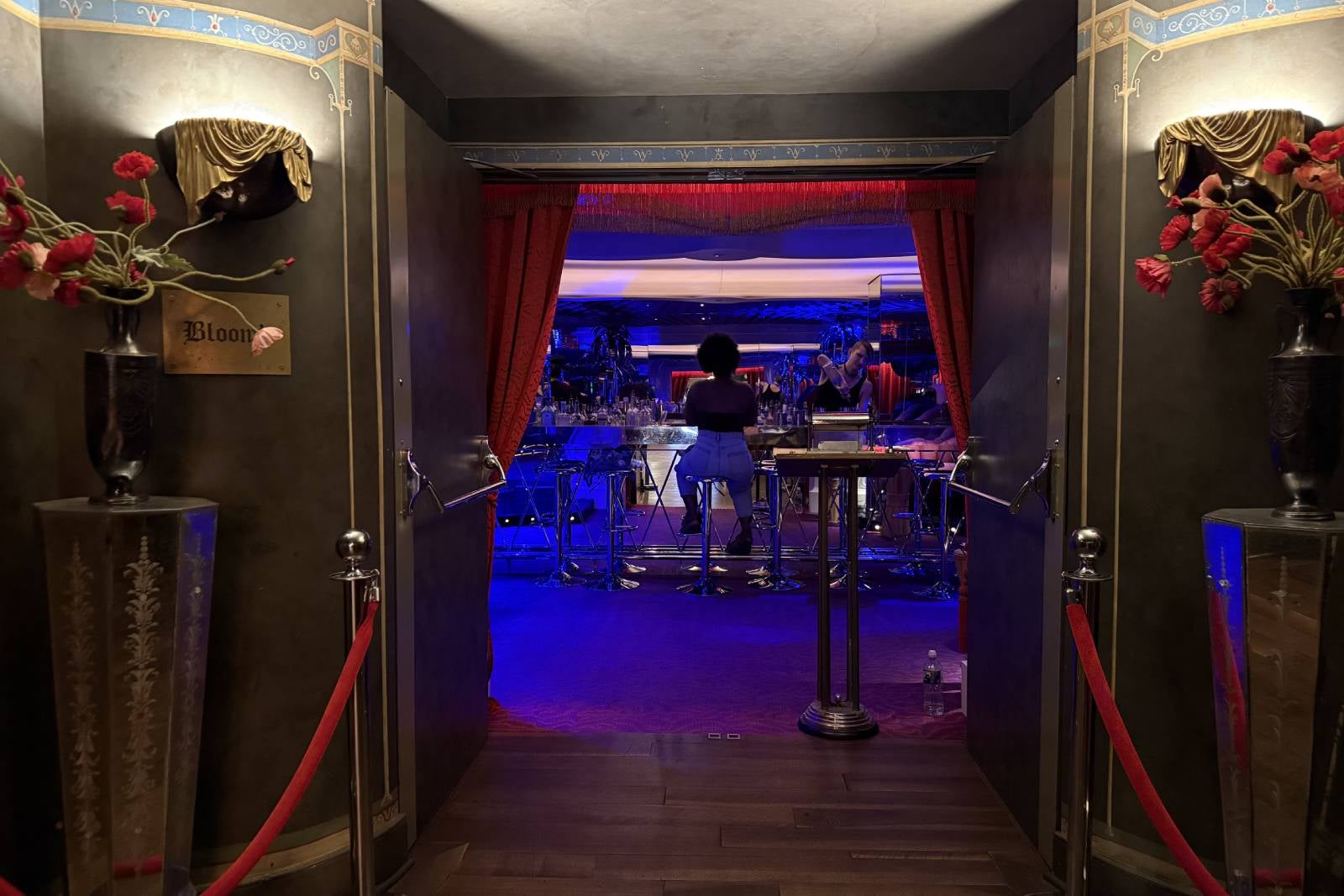 Cocktail lounge with moody blue lighting