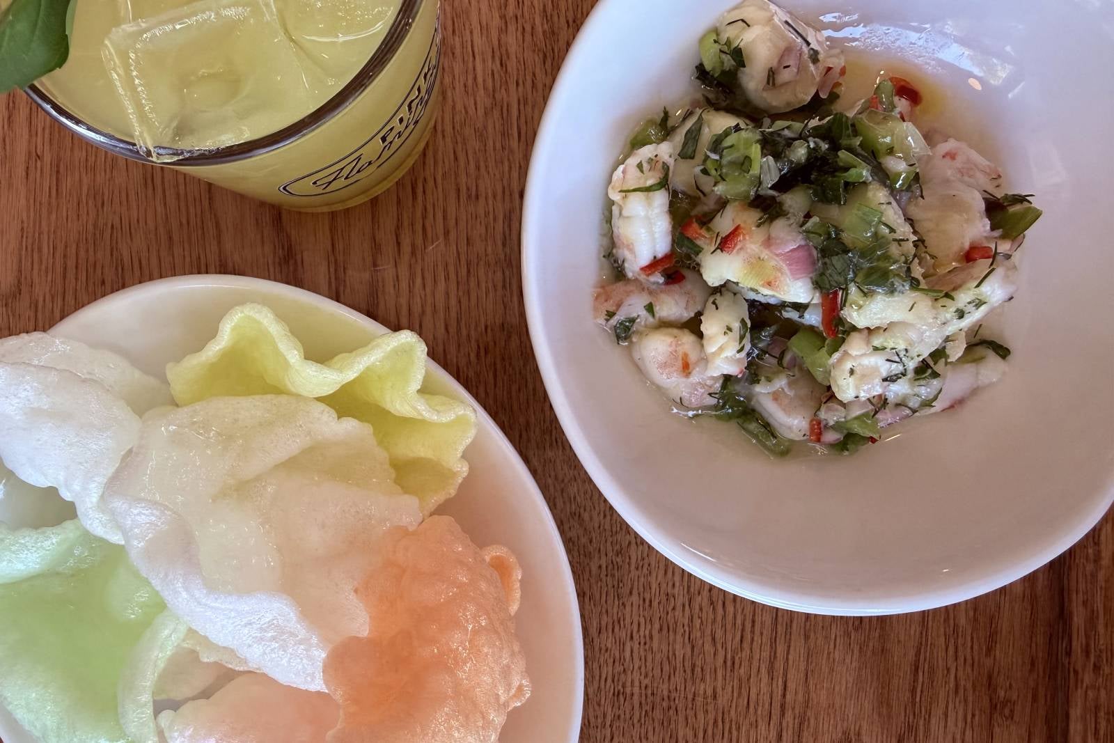 Ceviche and drink
