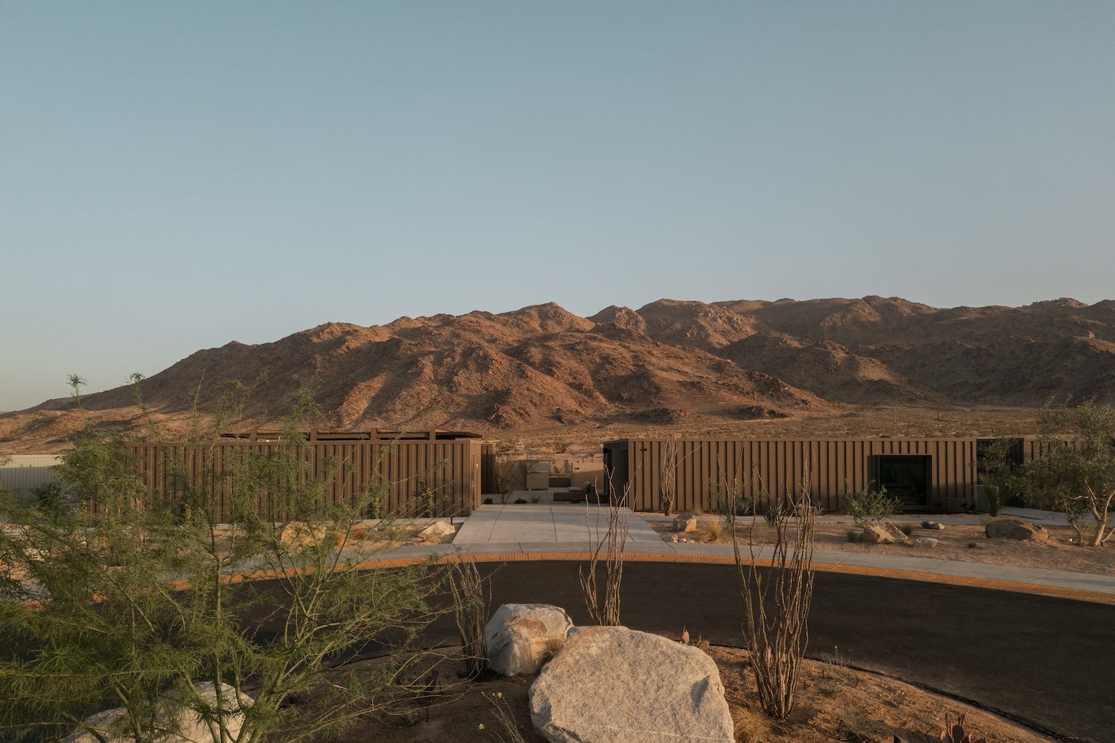 RESET Hotel Joshua Tree exterior shot in the evening