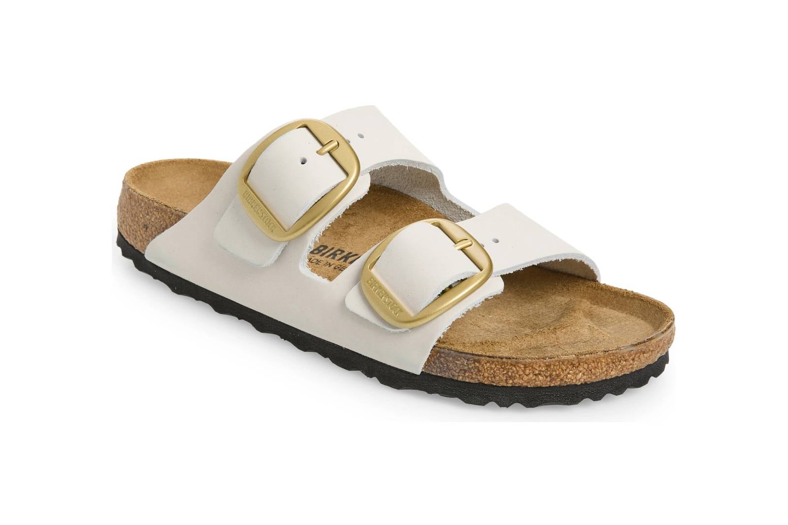 White Birkenstock Arizona sandals