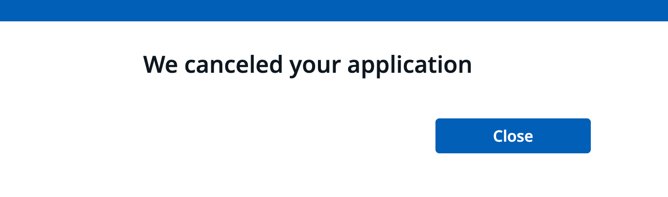 Chase application canceled screen