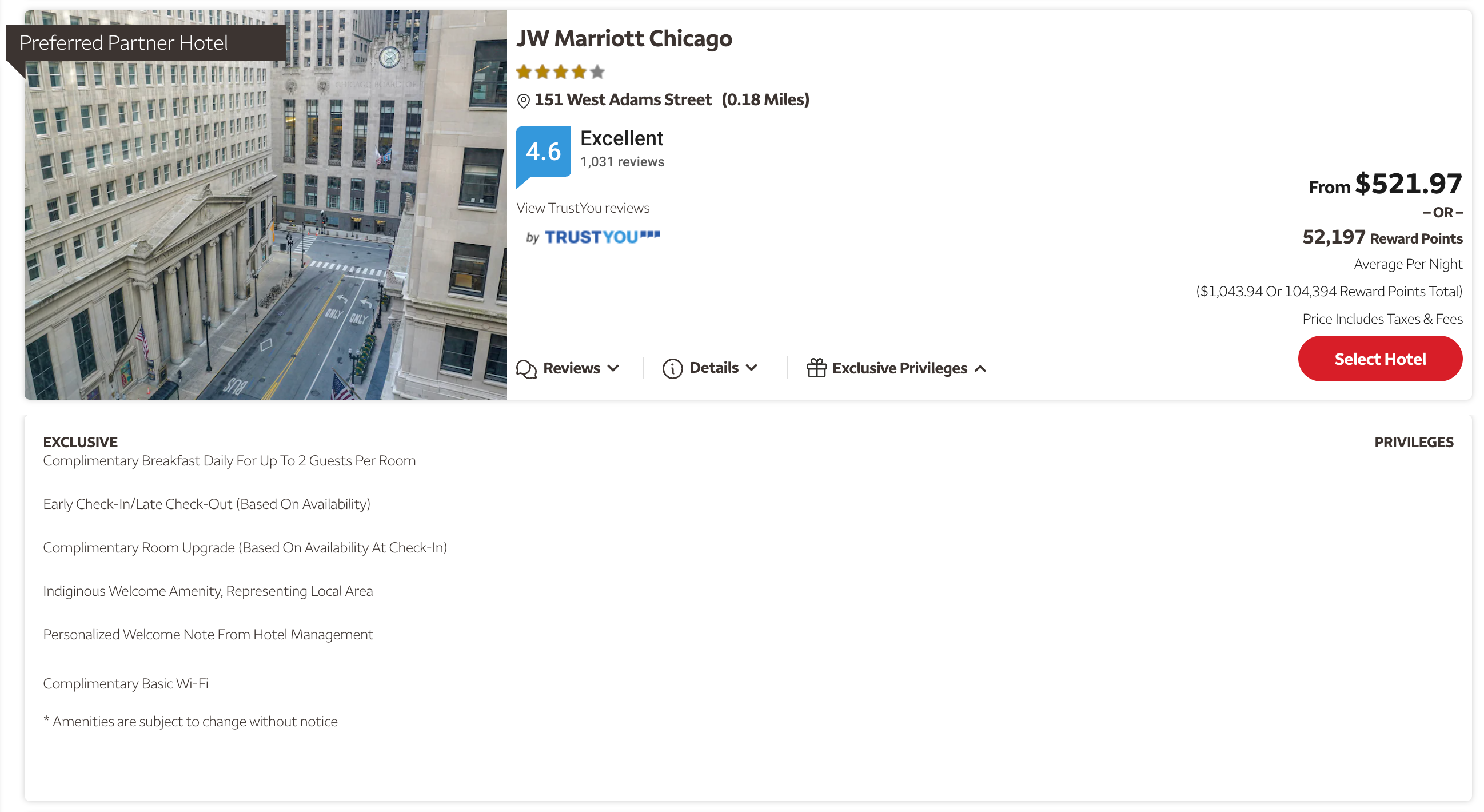 Booking luxury hotels in Wells Fargo Travel portal