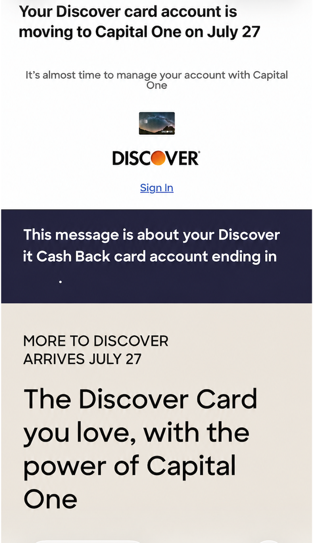 Capital One Discover email