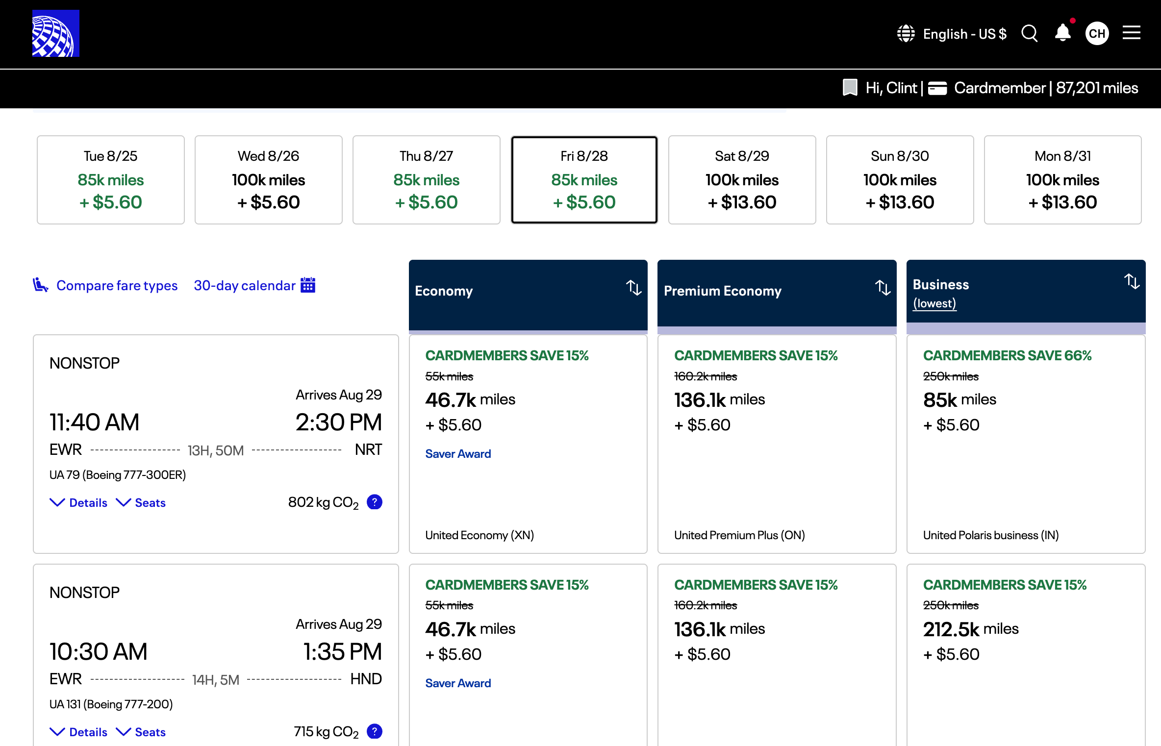 United mileage award deal for as low as 85,000 miles. UNITED.COM