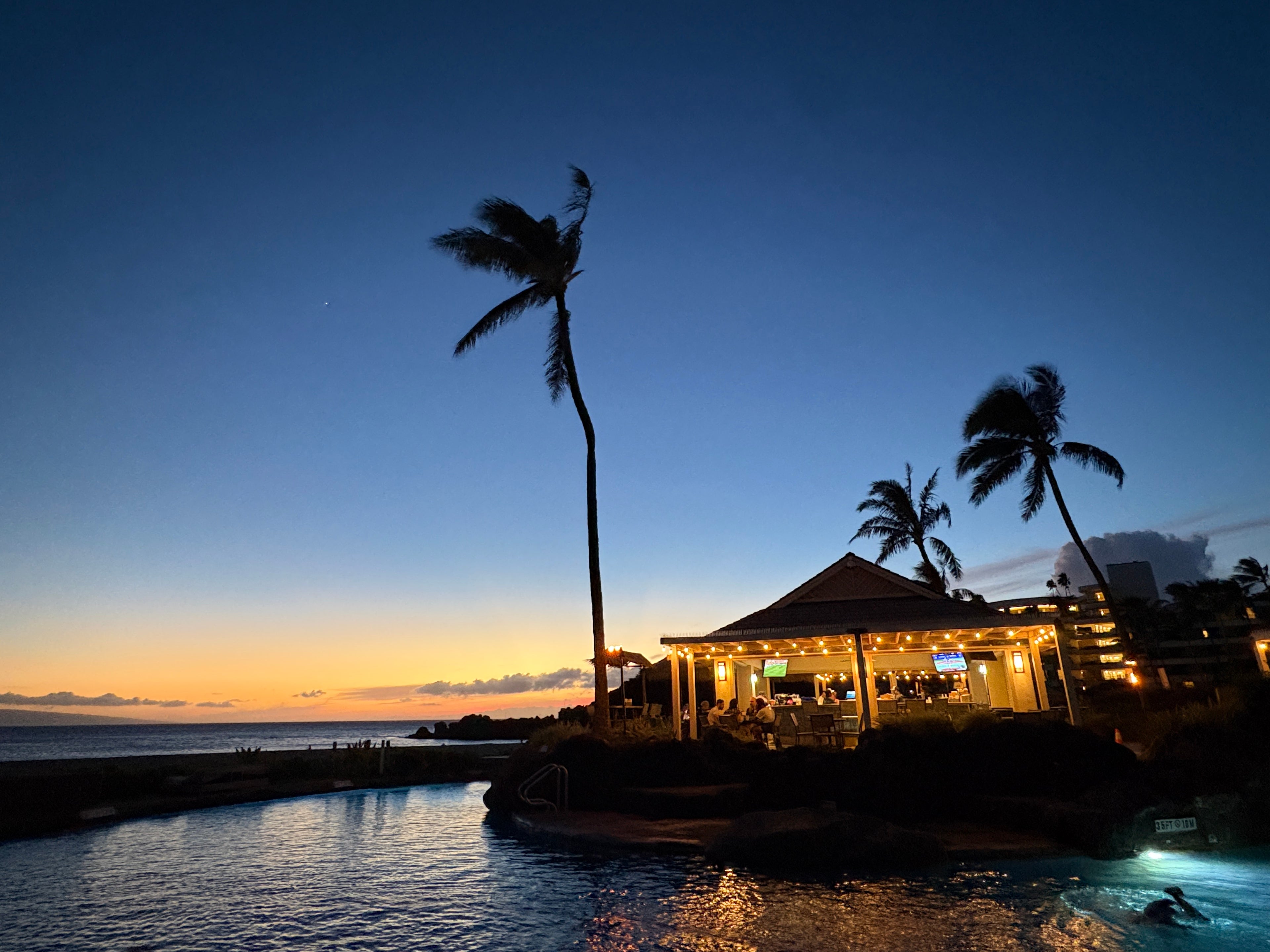 Sheraton Maui view of pool and ocean at night