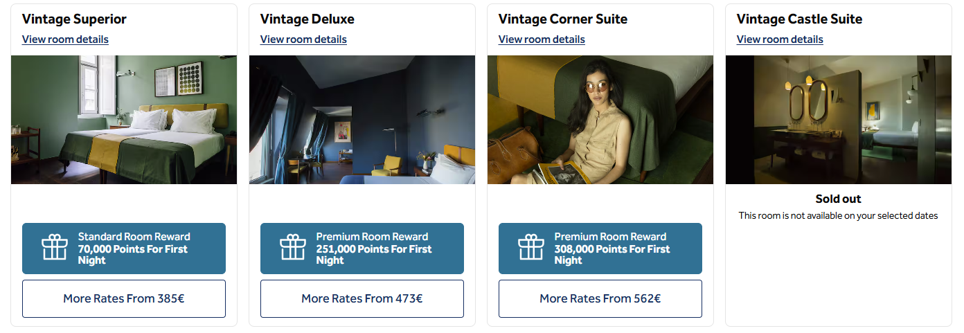 Vintage Hilton room options points