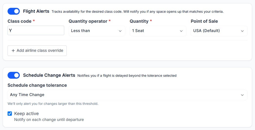 Setting up ExpertFlyer automated alerts