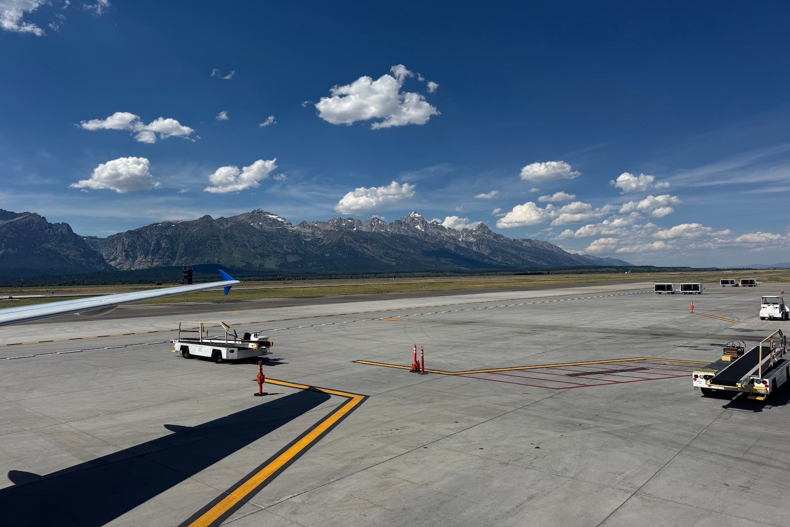 Jackson Hole Airport view of Tetons from the tarmac