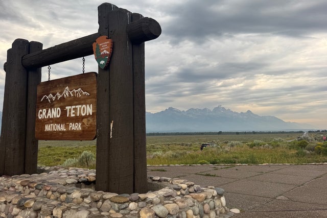 Sign at entrance of Tetons