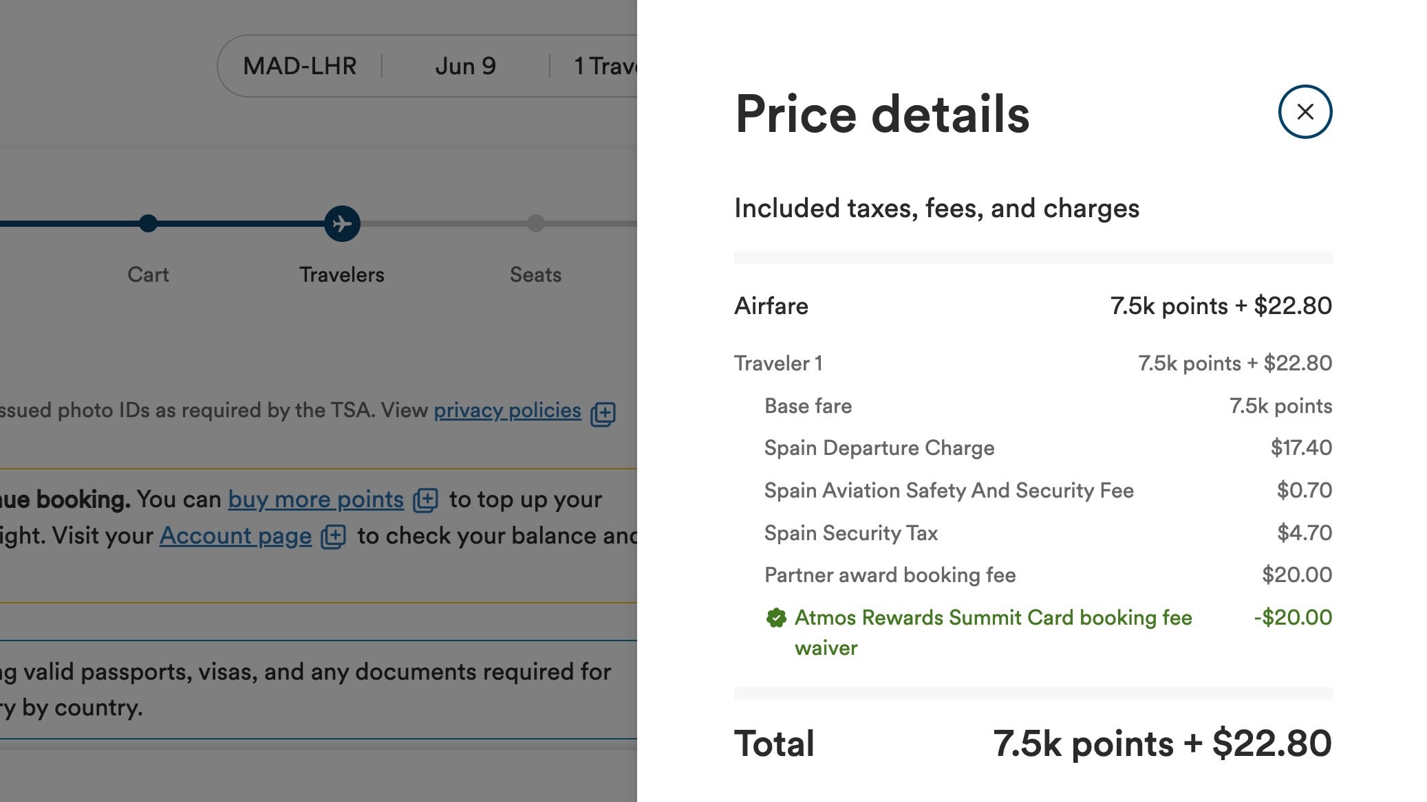 Atmos Rewards booking