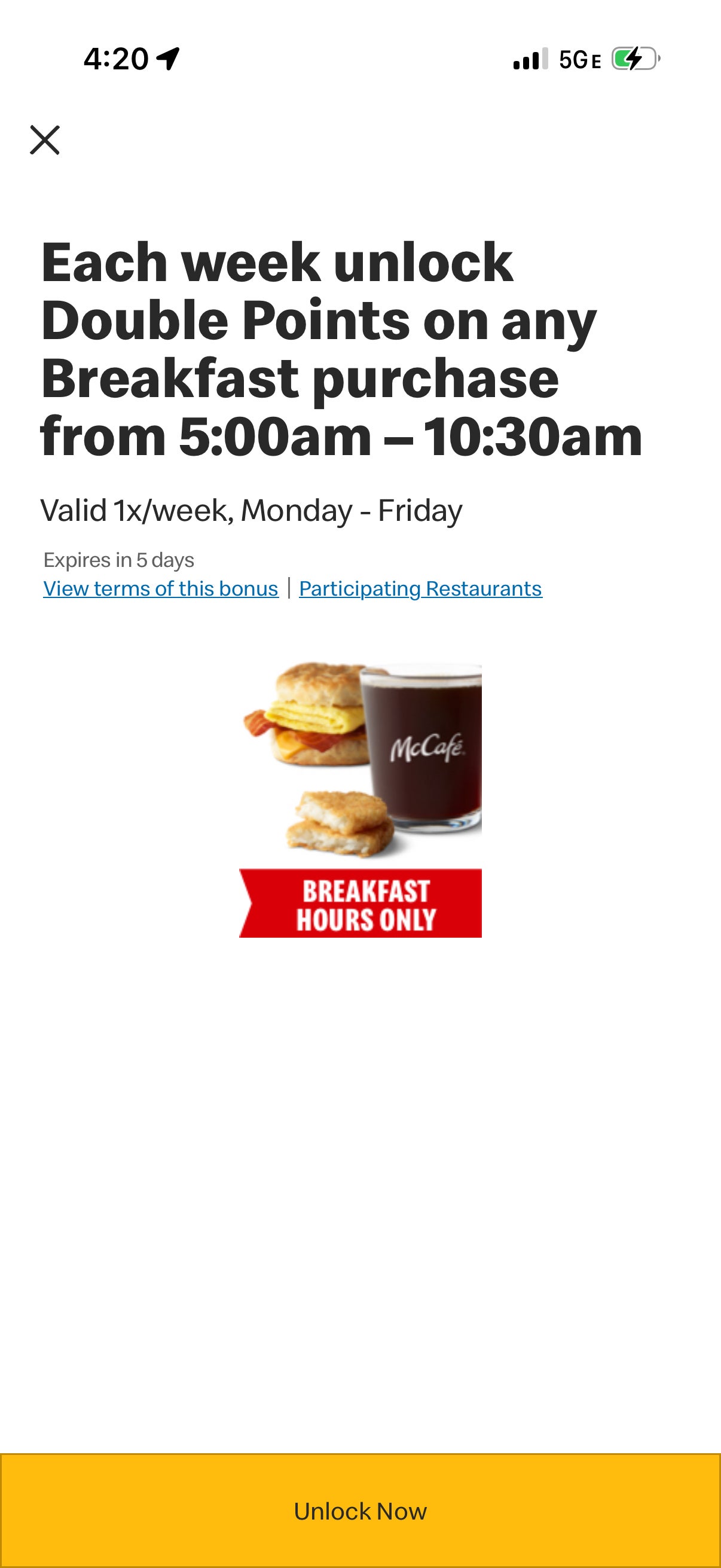 App Exclusive Deals. MCDONALD'S