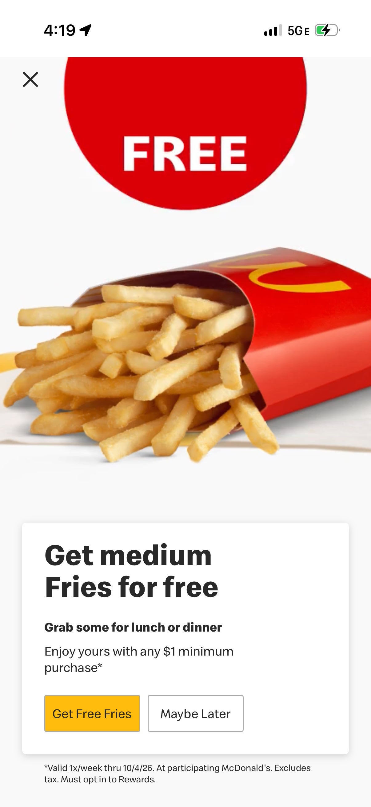 McDonald's App exclusive deals. MCDONALD'S