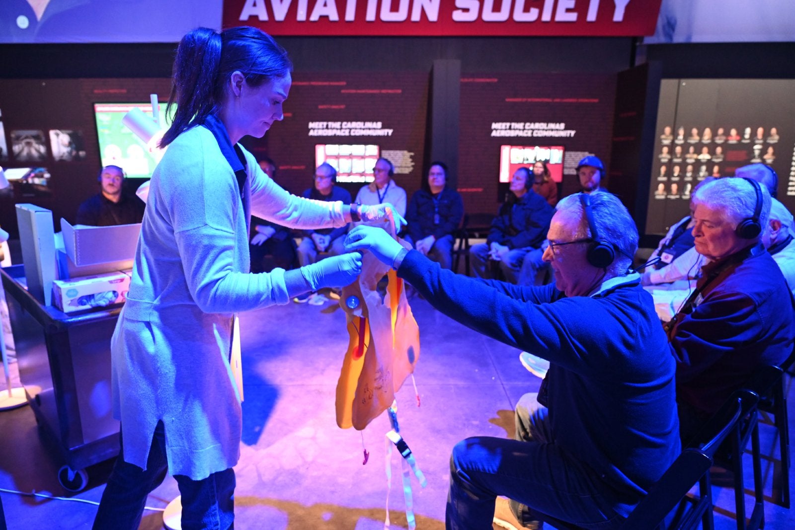 Miracle on the Hudson Experience participants an touch artifacts from the flight