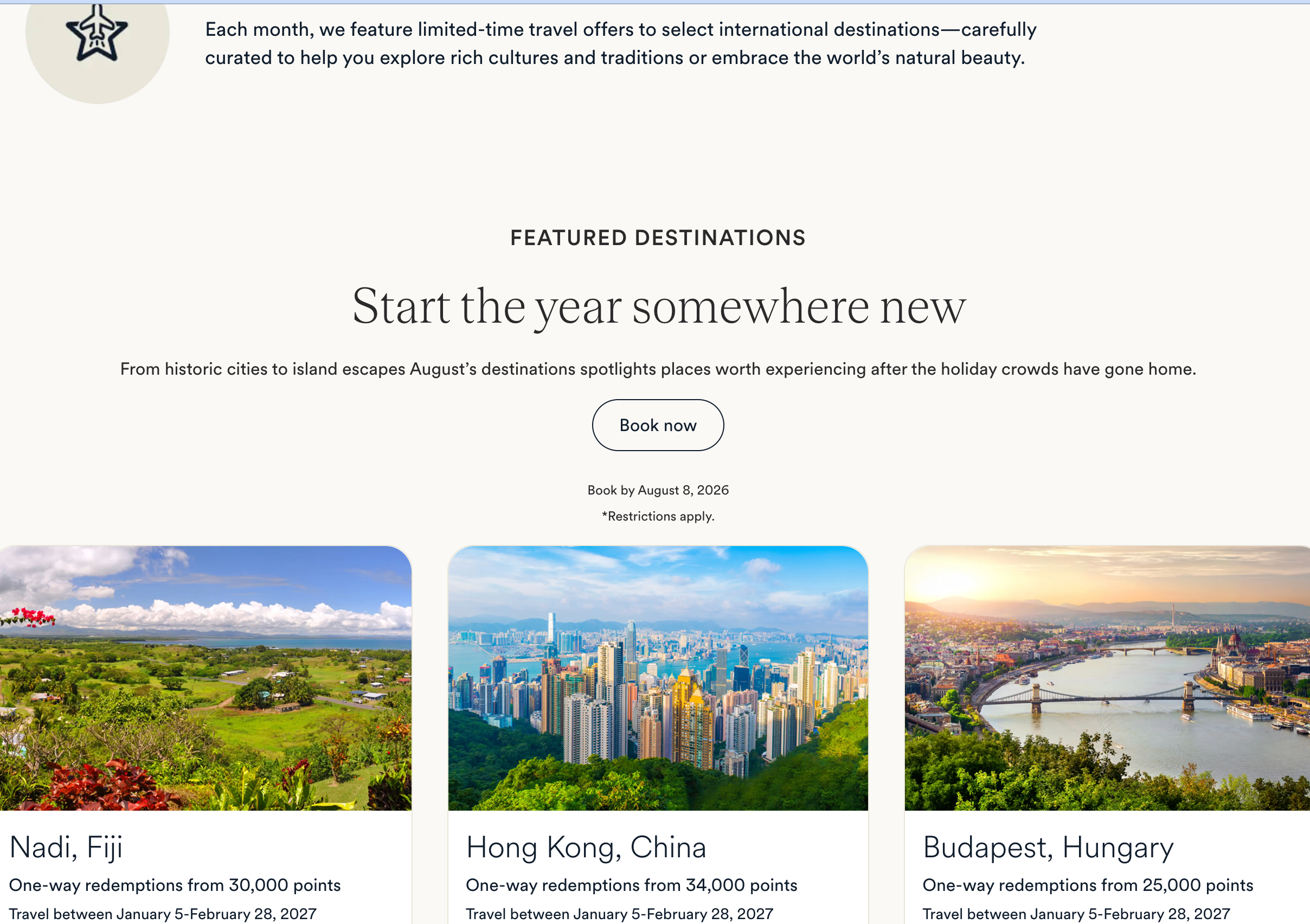 August Global Getaways offers landing page.
