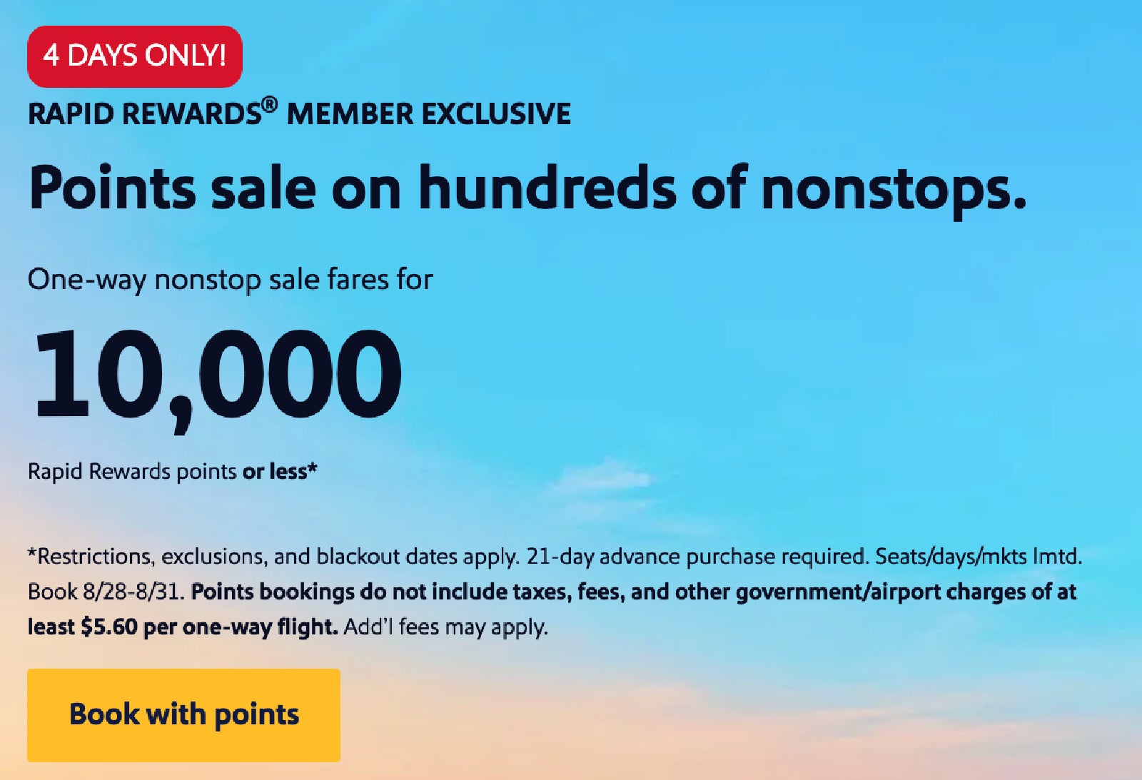 Southwest Rapid Rewards flight sale August 2026