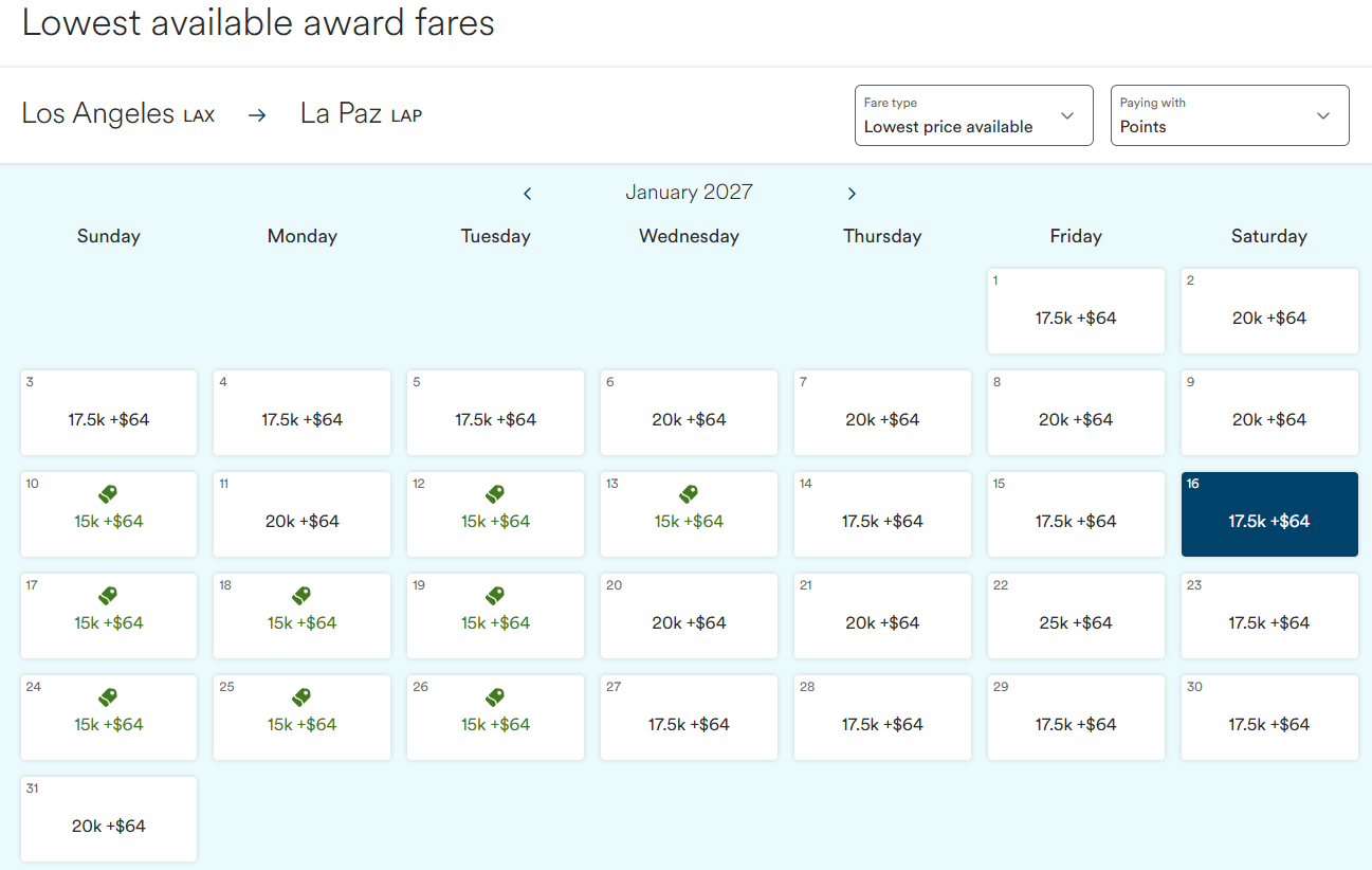 Atmos Rewards flexible dates search