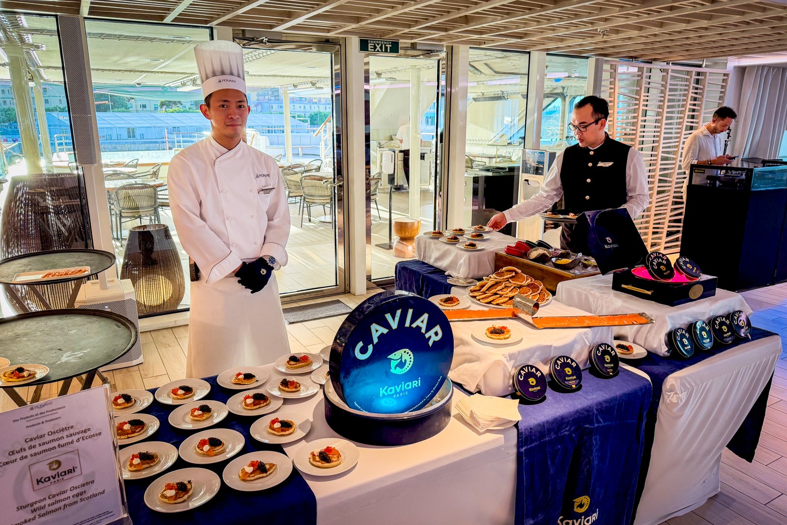 A caviar night on board Le Dumont d'Urville is among the ship's luxury touches.