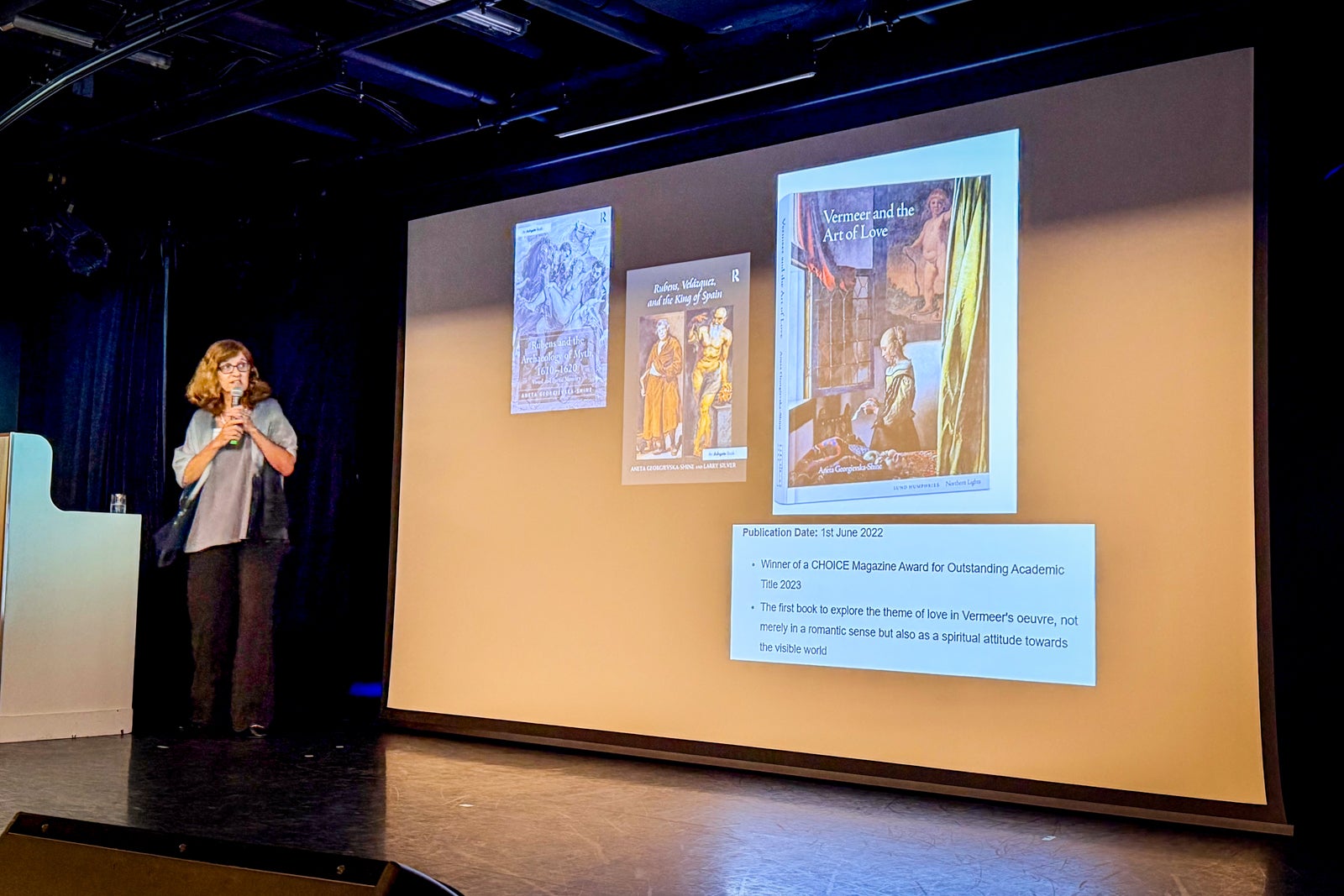 Art historian Aneta Georgeivska-Shine lecturing on Le Dumont d'Urville.