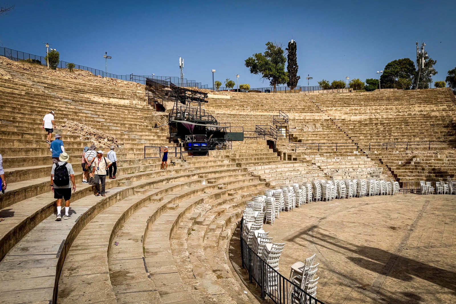 An ancient Roman-era theater at the ruins of Carthage.