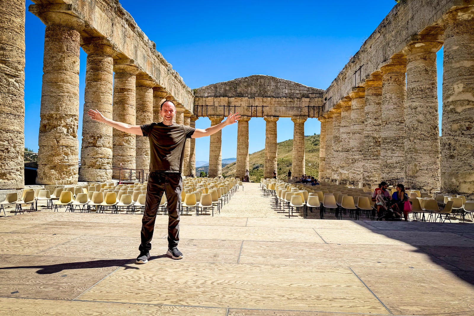 TPG's Gene Sloan inside the temple of Segesta.