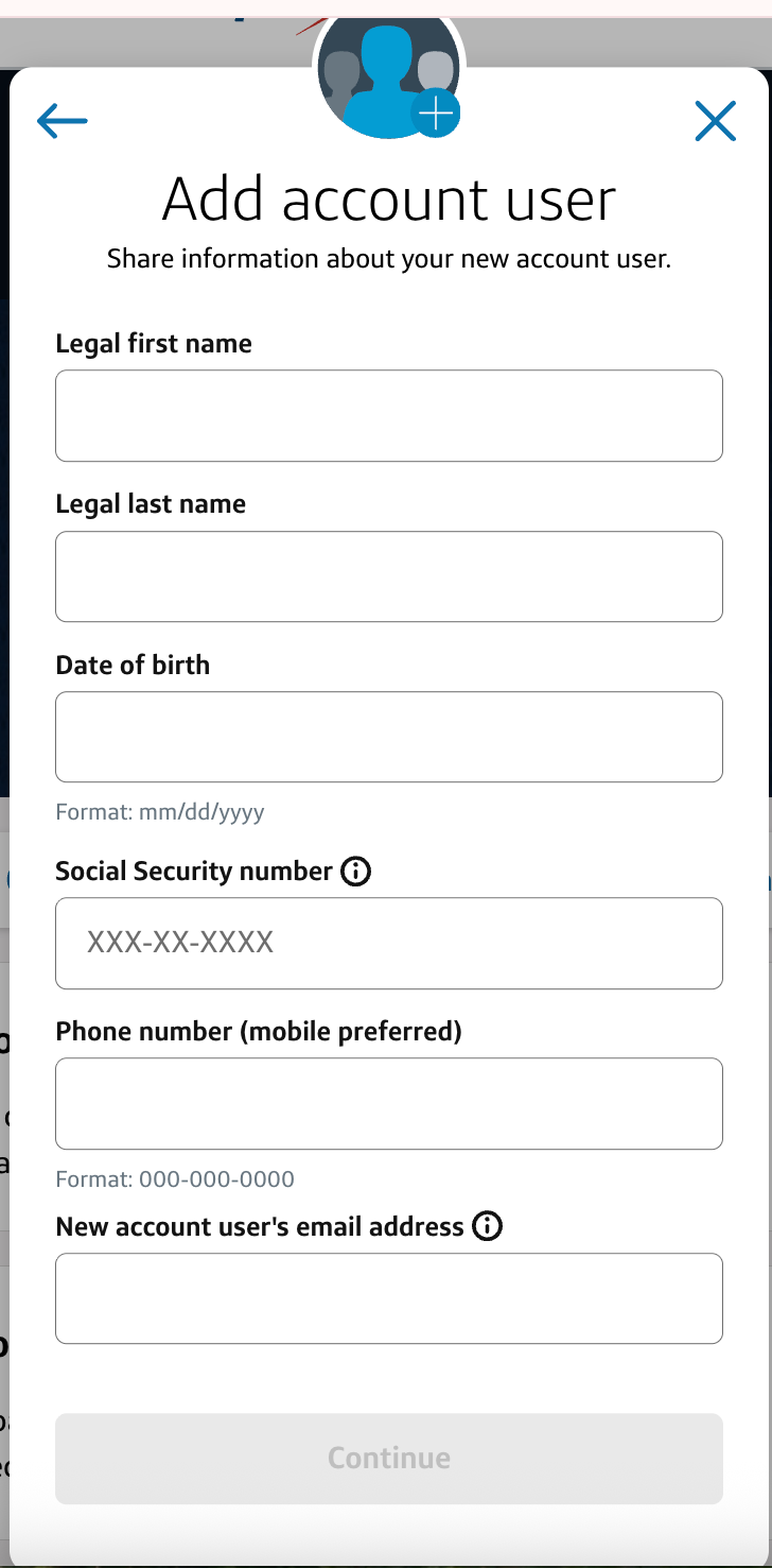 Form to add an authorized user to your Capital One business card.