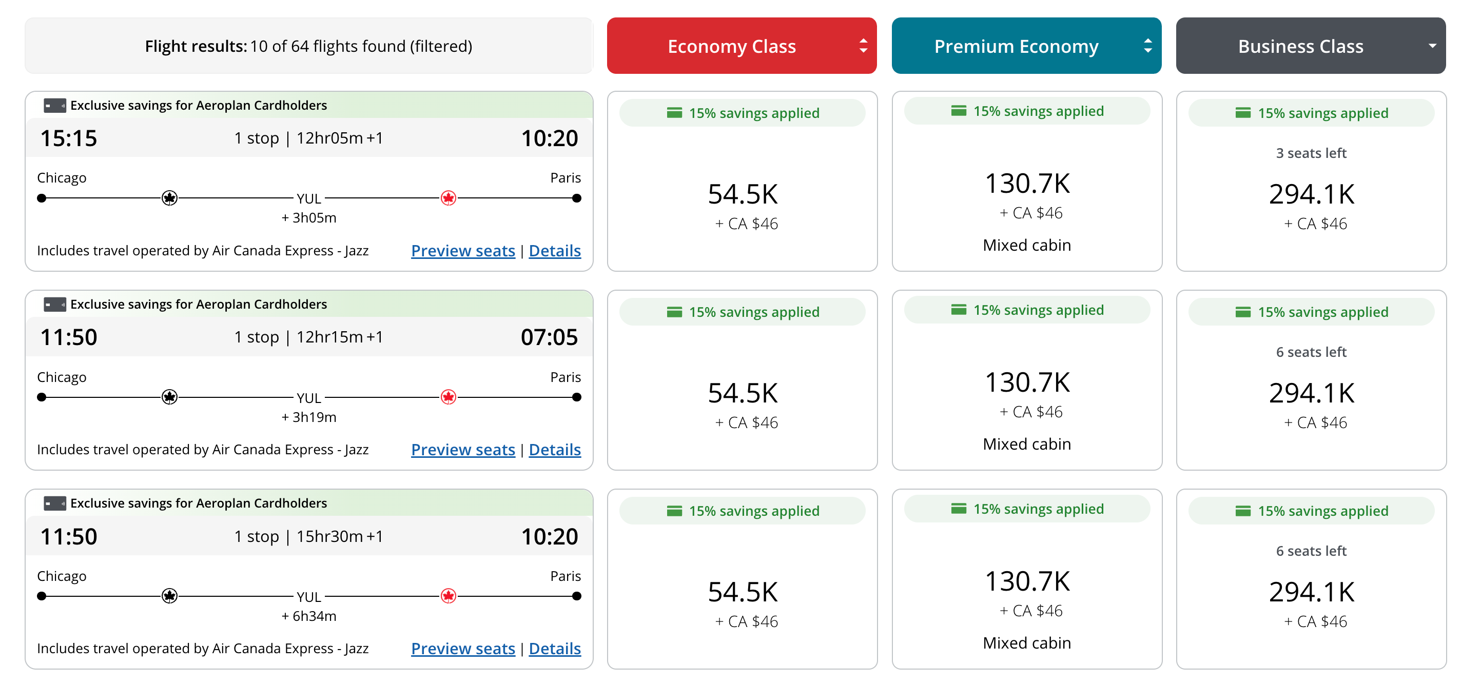 Aeroplan screenshot