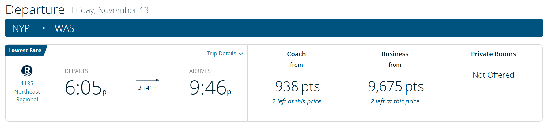 Redeeming Amtrak points