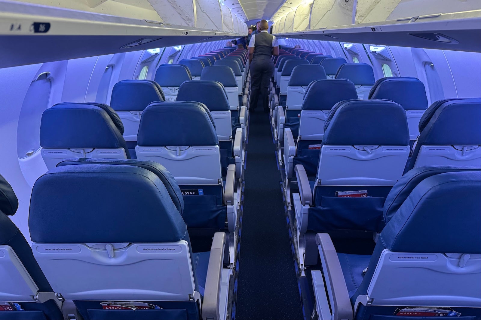 On board a Delta Air Lines Bombardier CRJ900.