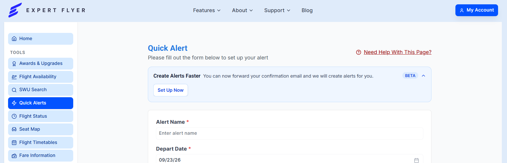 ExpertFlyer Quick Alerts