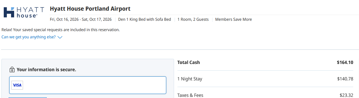 Comparable rate at the Hyatt House Portland