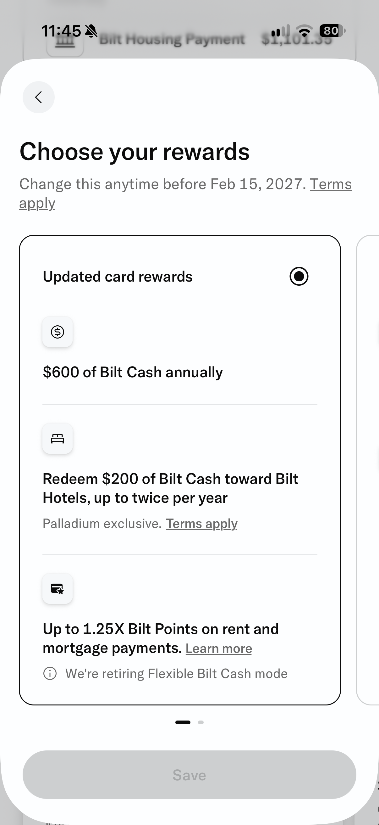 Choose your rewards in the Bilt app