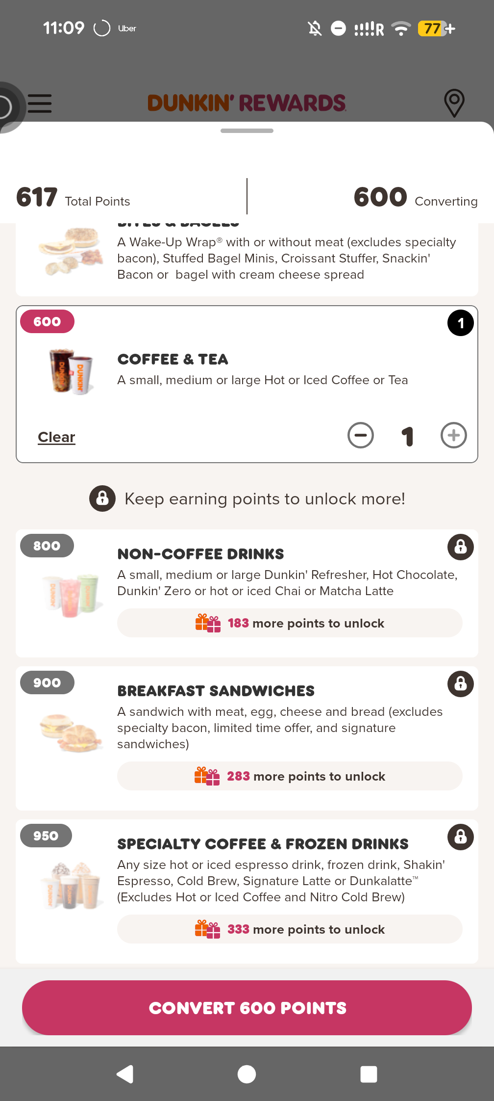 Dunkin Rewards screenshot