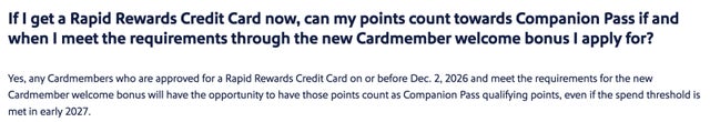 Southwest Airlines screenshot Rapid Rewards changes FAQ answer