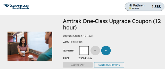 Redeeming for Amtrak upgrade certificates