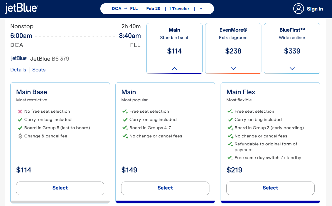 JetBlue paid rates